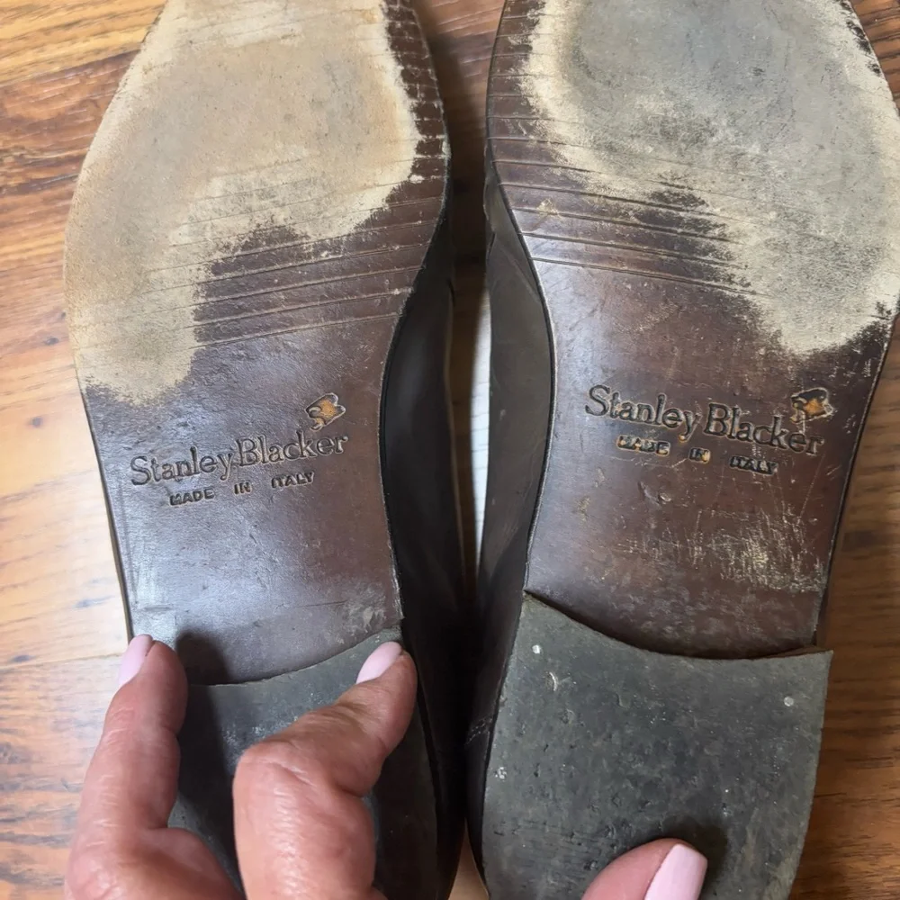 Stanley Blacker Brown Leather‎ Italian Loafers Moccasin-Style Slip-Ons 9.5
